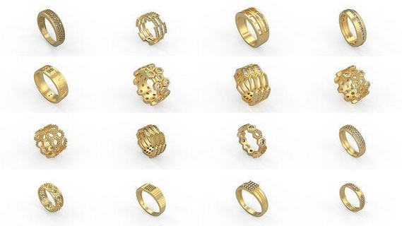 Hommes anneaux paquet bague homme sceau argent bijou bijoux diamants or imprimable 3d print model - Mito3D
