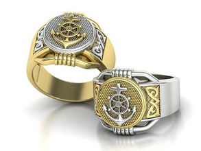 männer signet ring matrose symbol ozean anker 12us schmuck herren schiff rad cad usa kanada europa uk israel meer australien ton ringe 3d print model - Mito3D