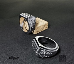 men silver ring pattern gold jewelry signet precious decoration ornament luxury design exclusive wax style print jewel fashion printable elegant rings 3d print model - Mito3D