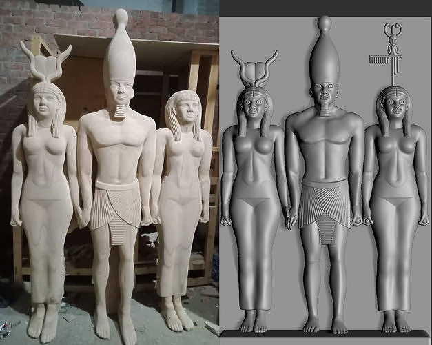 menkaure statua Faraone re Egitto 3dmodel egiziano tumulazione antico piramide mitologico esterno Cairo edificio arte architettonico civiltà cultura storia sculture 3D print model - Mito3D