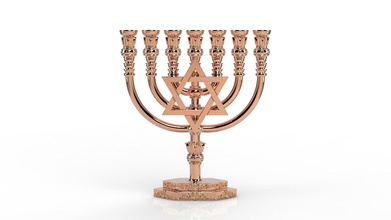 menora religion jüdisch religiou objekt kerze bibel israel moses hebräisch uralt jerusalem symbol leuchter judentum schmuck anhänger 3d print model - Mito3D