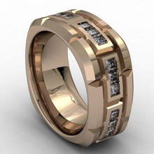 mens band jewelry gold printable diamond rings 3d print model - Mito3D