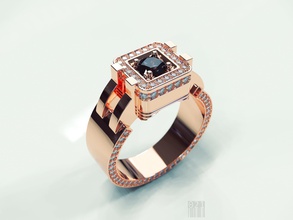 hombres diamante anillo oro plata cnc impresión estilo diseño gemas moda moda joyería joya anillos imprimible lujo piedra preciosa brillante 3d print model - Mito3D
