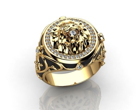 uomini leone diamante squillare oro gioielleria argento fidanzamento bianca platino anelli dito gemma moda sterlina brillante rubino zaffiro 3d print model - Mito3D