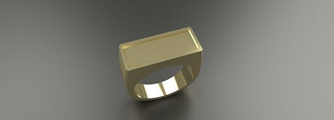 Herren rechteckig Ring Gold Platin Silber Schmuck 10k 14k Sterling druckbar Quadrat Rechteck Luxus leuchtenden bling 3d drucken Ringe 3d print model - Mito3D