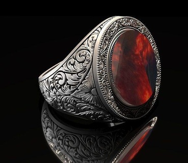 hombres anillo grabado hombre plata oro Roca turco imprimible Moda joyería joya Arábica grabador diseñando ónix tallado anillos 3d print model - Mito3D