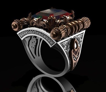 Herren Ring Silber Gold Schmuck druckbar Diamant Juwel Ringe Muster Carving bearbeitet Stift Schimmel Türkisch arab Bronze gebrochen 3d print model - Mito3D