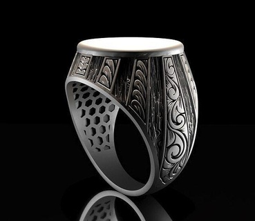 Uomini squillare uomini uomo anelli gioielleria stampabile argento oro moda Turco arabi intaglio modello fatto mano gioiello platino 3d print model - Mito3D