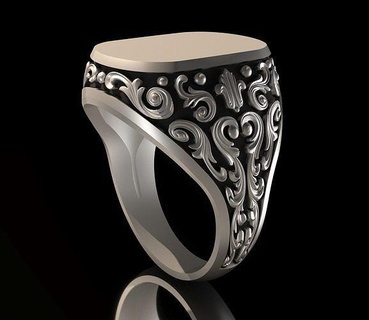 Herren Ring Silber Gold Schmuck druckbar Juwel Ringe Muster Carving bearbeitet Stift Gravur Türkisch Arabisch Mode Neu desing 3d print model - Mito3D