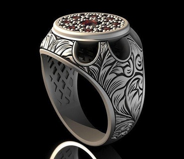 Uomini squillare uomo anelli oro argento gemma stampabile moda Turco intaglio modello fatto mano incisione incisore gioielleria diamante Arabo 3d print model - Mito3D
