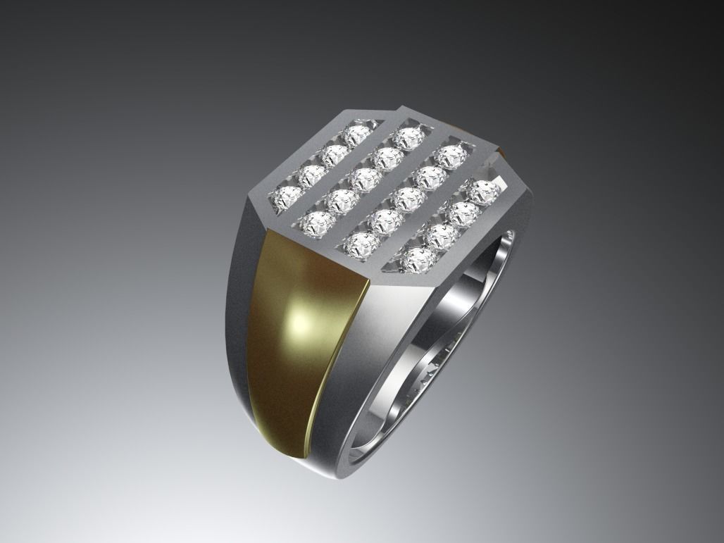 mens anel jóias printable diamante anéis 3D print model - Mito3D