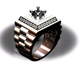 hombres anillo 2 tono rolex mans 2tonering diamantes mansdiamondring tonos joyería joya anillos 3d print model - Mito3D