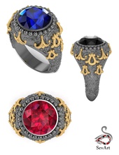 Herren-ring 2 Schmuck Mode-ring gold mensring luxuriöse Silber Juwel gem Wachs entwickelt sevart Ringe 3d print model - Mito3D