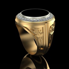 mens ring angels jewelry onyx printable gold diamonds silver printing cnc diamond sterling cherub cupid rings 3d print model - Mito3D
