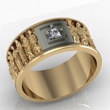 Herren-ring mit antiken Statuen Schmuck Mann ring jahrgang alt bedruckbar ist Männer exklusiv gold Juwel Ringe 3dm 3ds Silber Antike 3d print model - Mito3D