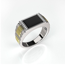 hombres anillo negro ónix 003 3d modelo oro joyería joya stl imprimible piedra preciosa diamantes anillos 3d print model - Mito3D