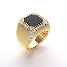 hommes bague noir onyx 020 3d modèle or bijoux stl imprimable gemme diamants bijou anneaux 3d print model - Mito3D