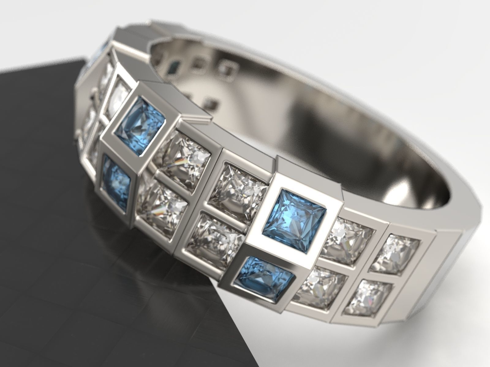 Uomini squillare diamante gioielleria lusso oro stampabile platino moda brillante argento anelli diamant Fidanzamento bellezza zaffiro braccialetto rubino 3D print model - Mito3D