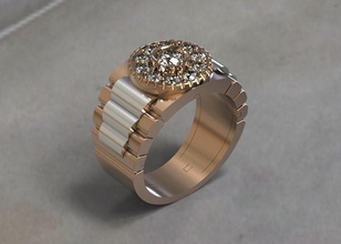 mens ring diamonds mensring goldenring mensdiamonds 3dring ringprint modelstoorder jewelry rings 3d print model - Mito3D