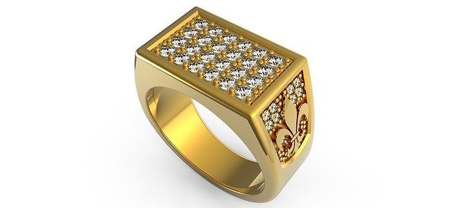 mens ring el frances heavy jewelry fashion printable jewellery apparel diamond diamonds liz flower men solid rings 3D print model - Mito3D