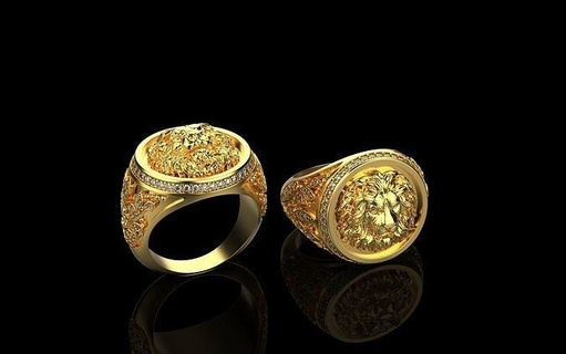 hommes bague d'or Lion or bijoux luxe gemme argent diamant brillant temps Gary 3d anneaux 3d print model - Mito3D