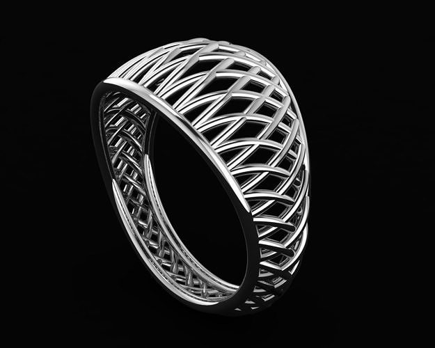 mens ring grid men jewelry rings printable gold silver jewellery wedding fashion man asymmetrical simple 3D print model - Mito3D