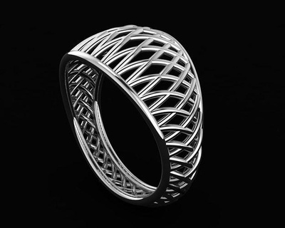 hommes bague grille Hommes bijoux anneaux imprimable or argent mariage mode homme asymétrique Facile 3d print model - Mito3D