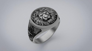 mens ring a lion jewelry silver jewellery jewel fashion gold white pattern beauty sleeved printable rings 3d print model - Mito3D