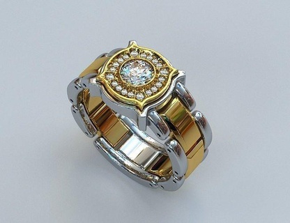 Herren Ring Signet Diamanten Schmuck Gold Silber Diamant 3dprint Juwel Männer Weiß Ringe 3d print model - Mito3D
