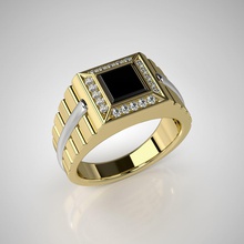 mens ring model black onyx 002 diamond jewelry gold 3d stl prototyping printable rings 3d print model - Mito3D