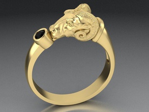 hombres anillo muflón tamaños joyería masculino sello Clásico imprimible exclusivo joya anillos 3dm 3ds stl oro alto poligonal RAM cabra 3d print model - Mito3D