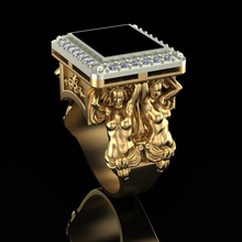 hommes bague onyx diamants bijoux or argent diamant imprimable bijou gemme mode brillant sterling anneaux 3d print model - Mito3D