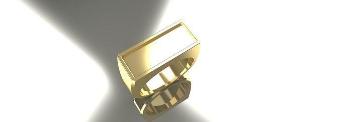 hommes bague rectangulaire Taille 11 or argent platine bijoux luxe brillant imprimable sterling précieux anneaux 3d print model - Mito3D