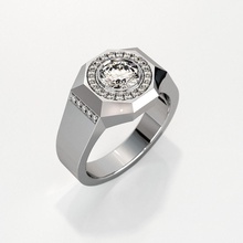mens anel redondo de pedra preciosa 010 jóias diamante gem ouro stl 3d modelo anéis 3d print model - Mito3D
