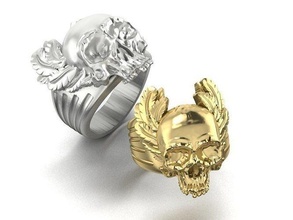 masculino anel crânio penas jóias sinete senhores joalheria scull imprimível motociclista símbolo homens exclusivo ouro jóia argolas 3ds dedo 3d print model - Mito3D