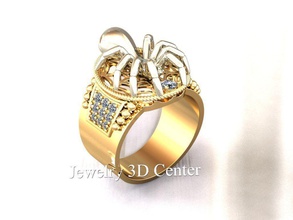 mens anillo de araña la joyería plata imprimible oro los anillos 3d print model - Mito3D