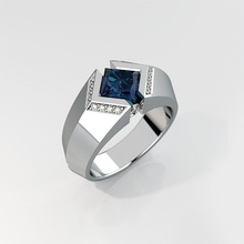 hommes bague carré gemme 016 3d modèle or bijoux stl imprimable diamants bijou anneaux 3d print model - Mito3D