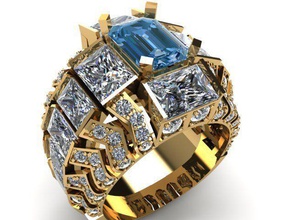 men ring gold diamond silver jewelry rings 3d print model - Mito3D