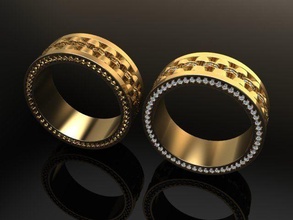 mens roll link style fashion band diamond ring trend jewelry male women size8 8 modern traditional luxury gold rings 3d print model - Mito3D