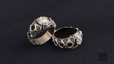 mens signet diamonds silver ring gold gemstone brilliant decoration precious luxury ornament design jewellery wax printable style fashion print diamond jewelry rings 3d print model - Mito3D