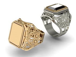 mens anel filigrana jóias do sexo masculino selo vintage printable os homens exclusiva jóia anéis 3dm 3ds stl ouro dedo de prata 3d print model - Mito3D