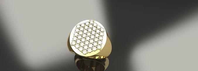 mens size 9 round gemstone ring gold silver platinum diamond jewelry printable gems luxury rings 3d print model - Mito3D