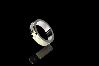 Erkeklerin spinner yüzük 4 taşlar tasarım elmaslar altın takı moda lüks cad model yüzükler 3d print model - Mito3D