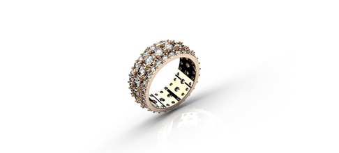 mens triple rail diamonds ring 3 sizes jewelry man diamond rap luxury hiphop ice gold cad print model rings 3d print model - Mito3D