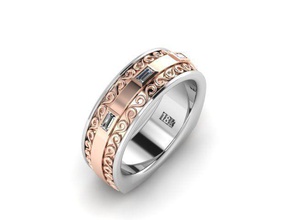 hommes bague baguette anneau bijoux anneaux 3d print model - Mito3D