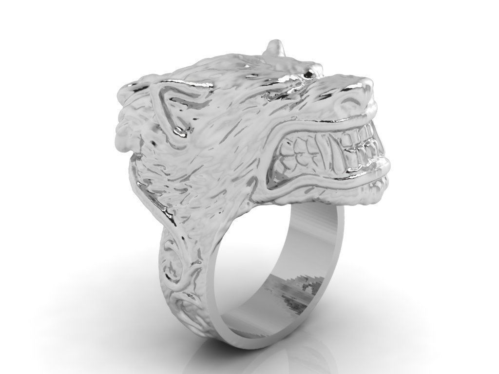 mens wolf ring jewelry gold silver printable jewellery sterling fashion animal rings 3D print model - Mito3D