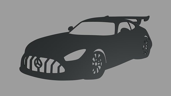 mercedes benz amg gt mauer silhouette mercedes benz deutsche deko ornament zeichen dekor logo schlüsselbund schlüsselring pergament fahrzeug wagen dekoration kunst haus wandsilhouette 3d print model - Mito3D