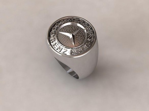 mercedes benz sceau bague emblème symbole machine argent bijoux anneaux 3d print model - Mito3D