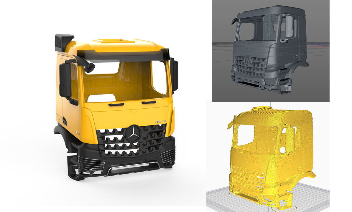 mercedes benz arocs 3245 cabina scala corpo tamiya taxi tedesco automobile 3d stampabile camion veicolo macchina mb passatempo fai settore automobilistico 3D print model - Mito3D