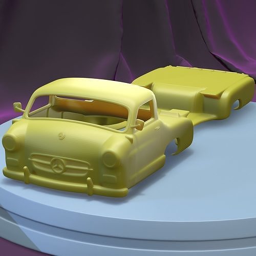 Mercedes benz mavi 1954 yazdırılabilir araba vücut merak etmek renntransporter yuva ölçülü Tamiya rc miniz kontrol 1 24 tarayıcı Ninco Kyosho oyunlar oyuncaklar oyun Aksesuarlar 3D print model - Mito3D